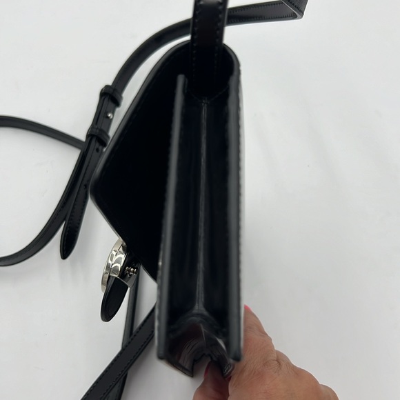 GUCCI GG INTERLOCKING ICON WALLET CROSSBODY BLACK CALFSKIN SILVER TONE HARDWARE - Picture 9 of 16